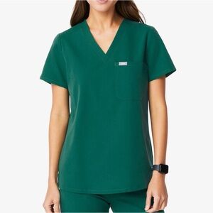 Figs Catarina One-Pocket Scrub Top Hunter Green